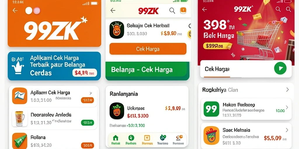 Antarmuka aplikasi 99ZK menampilkan perbandingan harga yang jelas dan informatif.