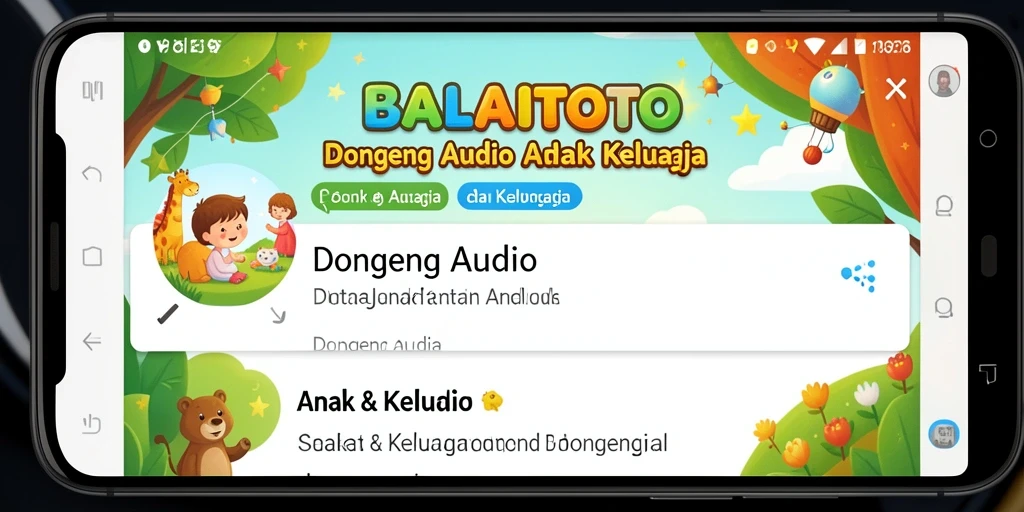 Antarmuka pengguna BALAITOTO yang menarik untuk mendengarkan dongeng audio.