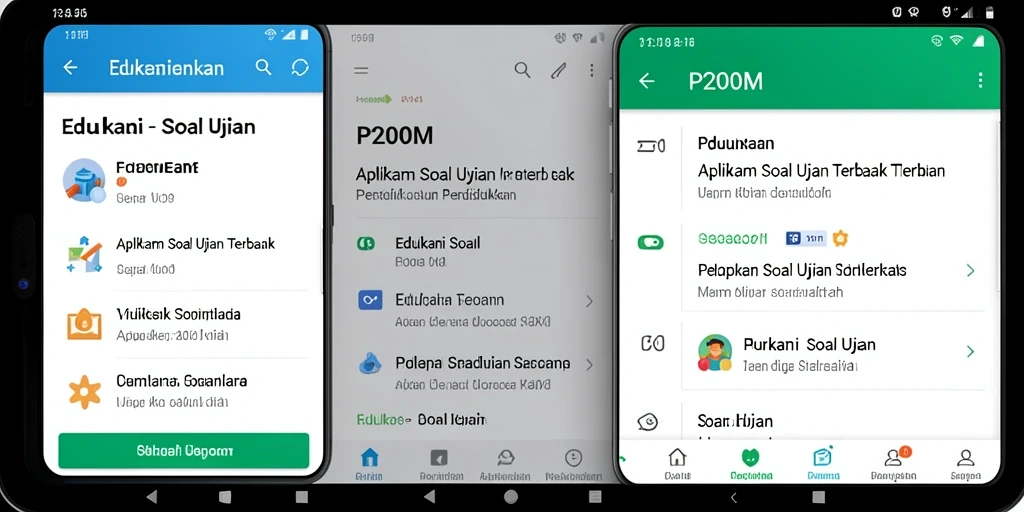 Tampilan antarmuka P200M yang menarik dan interaktif untuk Soal Ujian.