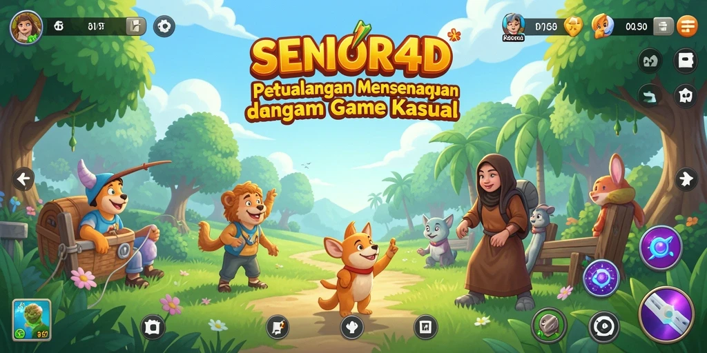 Tampilan antarmuka game SENIOR4D yang cerah dan menarik.