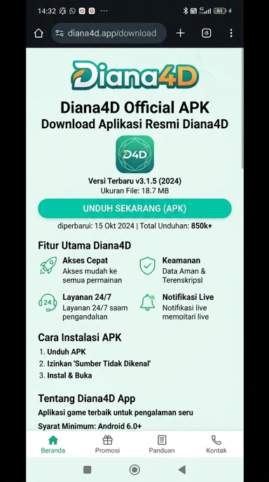 Panduan Unduh dan Instal APK diana4d untuk Android